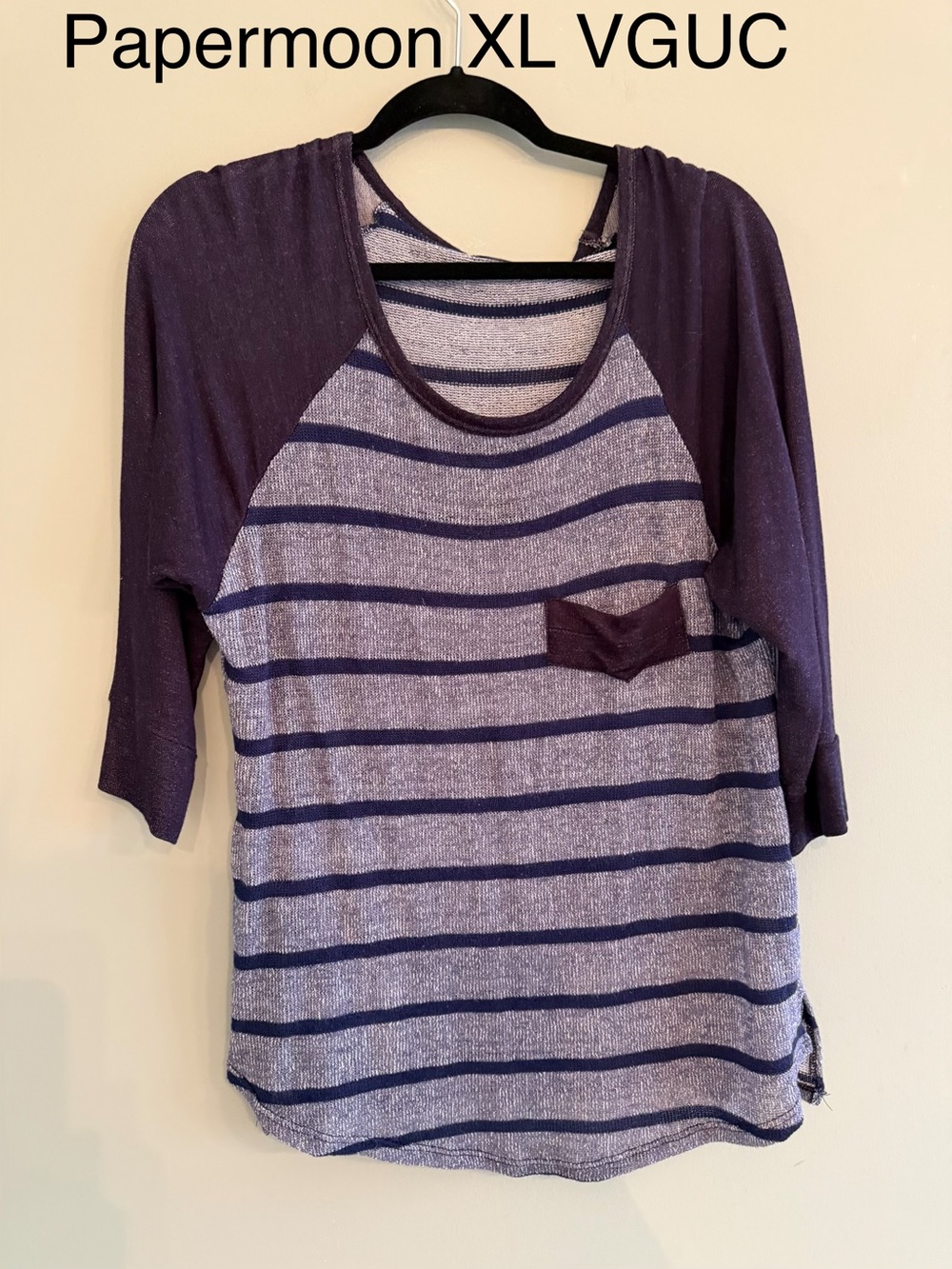 Papermoon Navy Striped Raglan Pocket Top